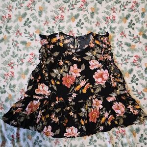 American Eagle Outfitters Women's Floral Sleeveless Top Babydoll Blouse Size XL